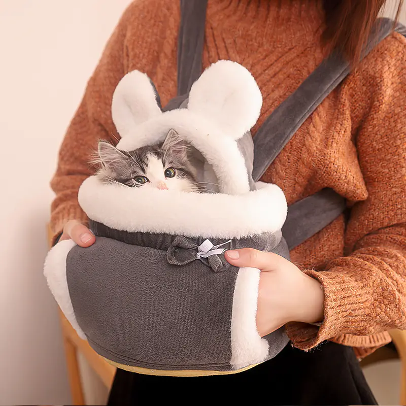 Cute Cat Backpack and Indoor Bed Combo