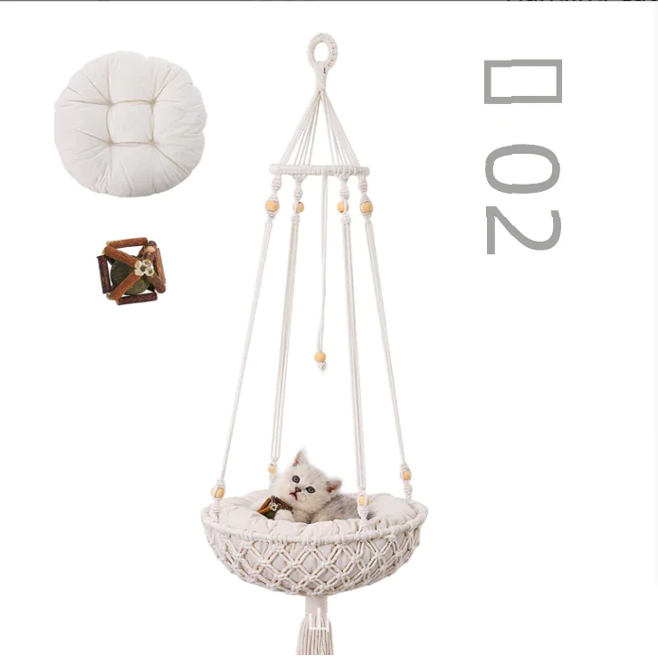 Handwoven Cat Hammock with Hanging Kit